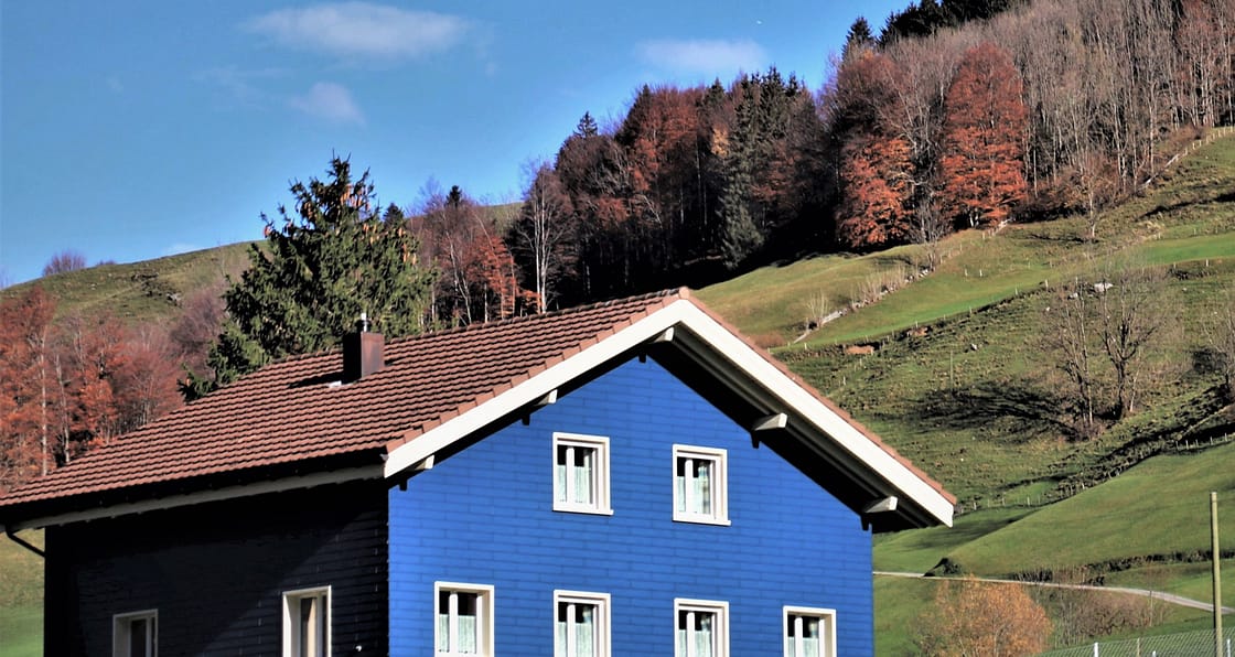 Blue house in the hills